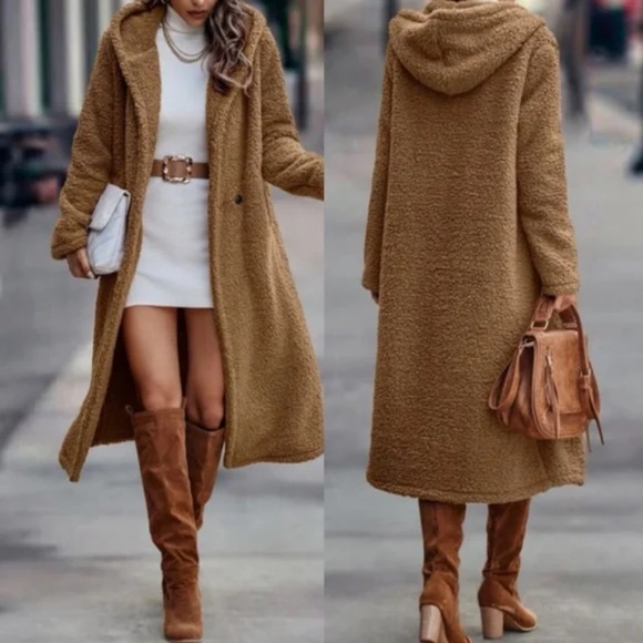 Cozy Teddy Hoodie Long Jacket Coat - Picture 13 of 13